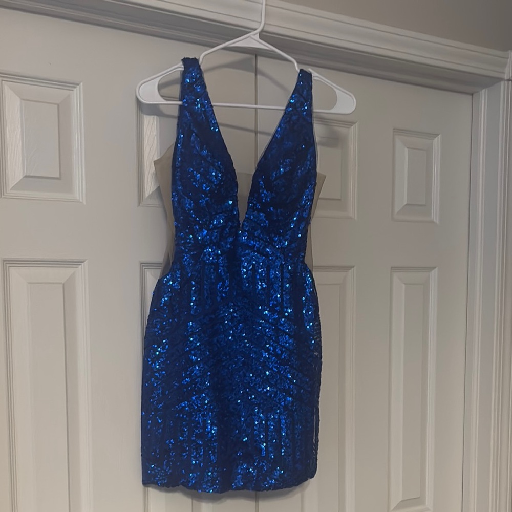 Sherri Hill Dazzling Blue Mini Homecoming Dress